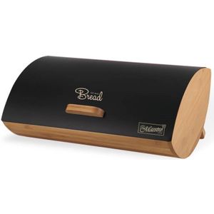 MR-1775-BLACK Brotkasten Andere Schwarz, Bambusholz, Metall - Maestro