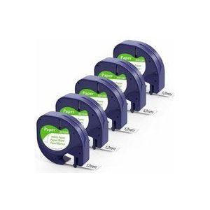 Fimax kompatibles DYMO LetraTag Papierband 91200 12 mm x 4 m Schwarz auf Weiß, Nachfüllpackung für Beschriftungsgerät Dymo Letratag XR LT-100H