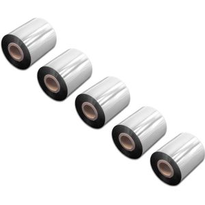 5x Thermotransfer-Band kompatibel mit tsc TTP-344M Plus, TTP-344M Pro Drucker Etikettendrucker, Wischfest, 70 mm x 300 m, Wachs Harz Schwarz - Vhbw