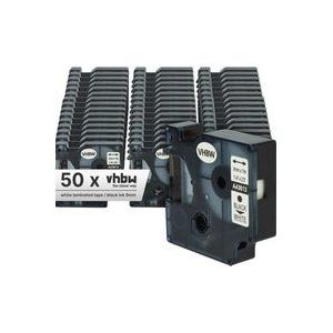 50x Schriftband-Kassette kompatibel mit Dymo LabelMaker pc, PC2 Etiketten-Drucker 6mm Schwarz auf Weiß - Vhbw