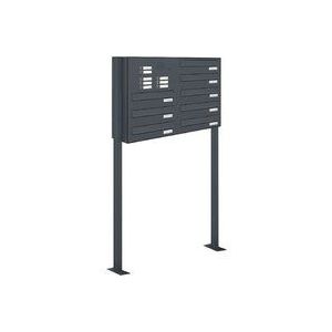 8er Briefkastenanlage Standsystem Durchwurf - Klingel ral 7016 Anthrazit