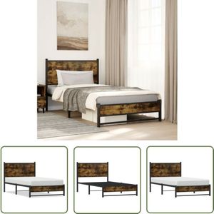 vidaXL Metallbett ohne Matratze Räuchereiche 107x203 cm