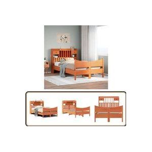 vidaXL Massivholzbett ohne Matratze Wachsbraun 120x190 cm Kiefernholz