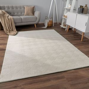 Paco Home - Teppich Wohnzimmer Schlafzimmer Kurzflor Skandinavisches Boho Muster Geometrisch 60x100 cm, Beige 3