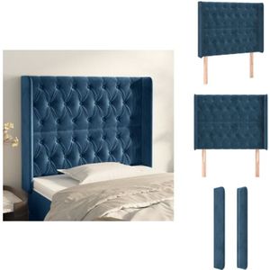 Vidaxl - Kopfteil mit Ohren Dunkelblau 103x16x118/128 cm Samt - Bettkopfteil - Kopfteil - Samt - Dunkelblaues Kopfteil - Wohnaccessoires