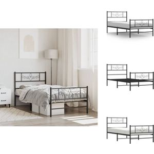 Bettgestell mit Kopf- und Fußteil Metall Schwarz 75x190 cm - Metallbettfassungen - Doppelbett Gestell - Boxspring Bettrahmen - Schlafzimmer Möbel