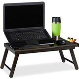 Relaxdays - Bambus Laptoptisch, hbt: 25x60x35cm, höhenverstellbare Laptopablage, klappbar, mit Schublade, dunkelbraun