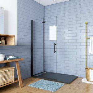 Walk in Duschwand 6mm nano esg Schwarz 100x195cm Dusche Duschwände Duschabtrennung Falttür Duschkabine