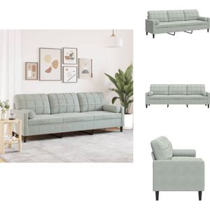 Vidaxl - Sofa 3-Sitzer mit Zierkissen Hellgrau 210 cm Samt - 3-Sitzer-Sofa - 3-Sitzer-Sofas - Sofa - Couch
