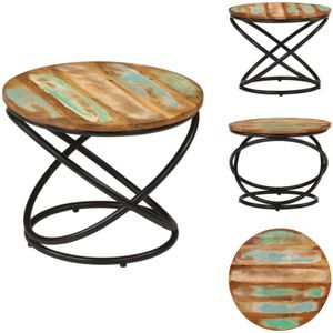 Vidaxl - Couchtisch Ø50x40 cm Altholz Massiv und Stahl - Couchtisch - Couchtische - Beistelltisch - Sofatisch