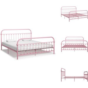 Vidaxl - Bettgestell Rosa Metall 180x200 cm - Metallbett - Rosa Bettgestell - Doppelbett Rahmen - Betten Für Schlafzimmer - Boxspringbett Gestell