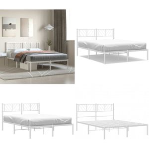 Vidaxl - Bettgestell mit Kopfteil Metall Weiß 140x200 cm - Bettgestell - Metallbett - Doppelbett - Weißes Bett - Kopfteil - Home & Living