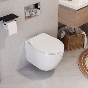 Deervalley - Wand-WC mit Deckel, weiß + Chromplatte, Modell DV-1F0069