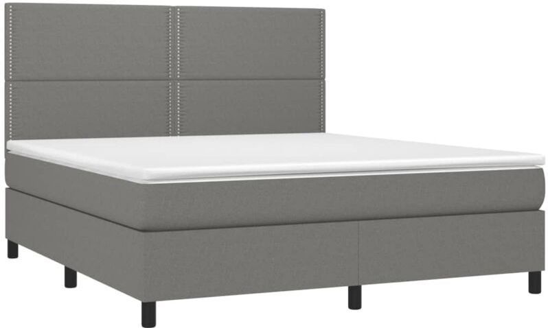 Vidaxl - Boxspringbett mit Matratze Dunkelgrau 180x200 cm Stoff