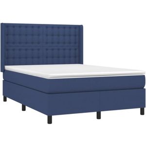 Vidaxl - Boxspringbett mit Matratze Blau 140x190 cm Stoff