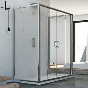 Idralite - Duschkabine 3-seitig Klarglas h 185 mod. Replay Trio 2 Türen 70x170x70 cm