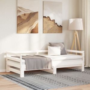 Ausziehbares Tagesbett ohne Matratze Weiß 90x190 cm