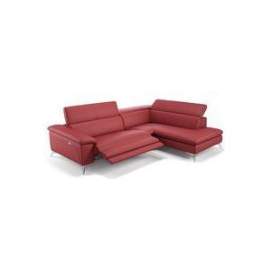 Sofanella - Leder Ecksofa stella Rechts Rot 272 x 107 x 74 cm Füße: Matt-Schwarz - Rot