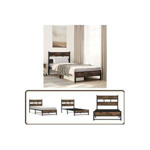 vidaXL Metallbett ohne Matratze Räuchereiche 107x203 cm