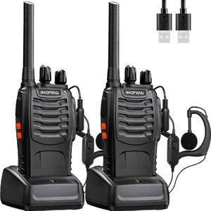 Aiperq - Baofeng Walkie Talkie mit großer Reichweite, wiederaufladbar, professionelles 16-Kanal-PMR-Walkie-Talkie-Radio, mit Hörer, USB-Ladegerät,