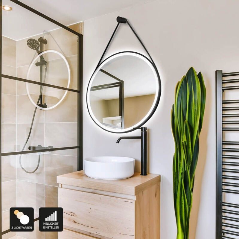 LED-Spiegel Rund inkl. Aufhängung fiana Größe: 60 cm LED-Spiegel Spiegel Schminkspiegel Badezimmerspiegel - Home Deluxe