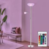 Globo Lighting - Stehlampe Deckenfluter Wohnzimmerlampe Schlafzimmerleuchte Stehleuchte, Metall Glas nickel Chrom, rgb led dimmbar Fernbedienung, 1x