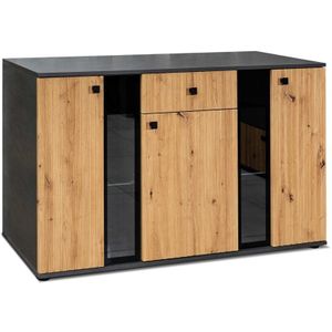 Sideboard Silentes Schublade 3-türig Anrichte Glastüren140 cm Matera Artisan - Furnix