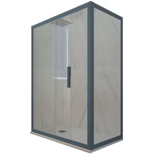 Eck-Duschkabine in pvc 75x100 Klarglas Marineblau Deco Duo