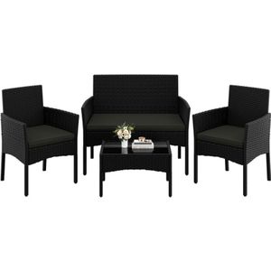 Yaheetech Gartenmöbel 4er Set Balkonmöbel Set aus Polyrattan Terrassenmöbel Outdoor mit 2-Sitzer Sofa, 2 Stühle, Tisch und Sitzkissen für