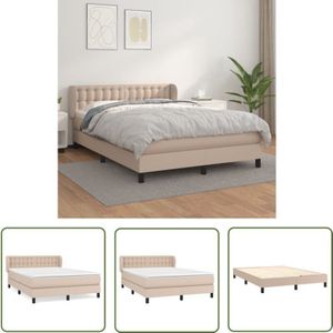Boxspringbett Matratze Cappuccino-Braun 140x190cm Kunstleder - Boxspringbett - Doppelbett - Bettenrahmen - Kunstlederbett - Lattenrost - The Living