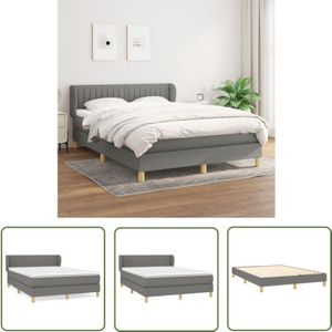 Boxspringbett mit Matratze Dunkelgrau 140x190 cm Stoff - Boxspringbett - Doppelbett - Bettenrahmen - Lattenrost - Matratze - The Living Store