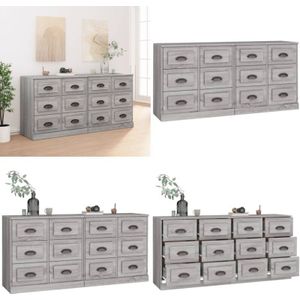 Sideboards 2 Stk. Grau Sonoma Holzwerkstoff - Sideboard - Grau - Wohnzimmertisch - Holzschrank - Regal - Home & Living