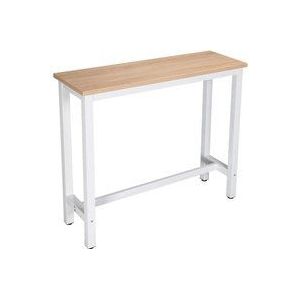 Woltu - 1x Bartisch Bistrotisch Stehtisch Esstisch, Metallgestell, Tischplatte aus mdf, Hell Eiche, 120x40x100cm(BxTxH)