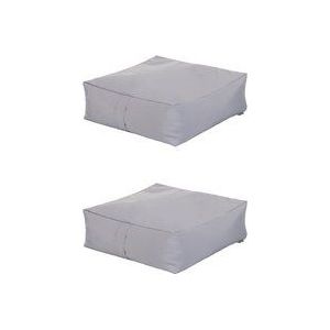 Dickes Bodenkissen, 60x60x20 cm Gartenplattenkissen, Wasserabweisendes Kissen für drinnen und draußen mit Bohnenfüllung - Silber 2er-Pack - Ready