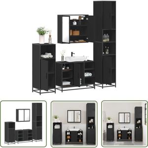 VidaXL 4-tlg. Badmöbel-Set Schwarz Holzwerkstoff