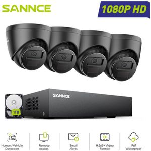 Sannce - 8CH 1080P Überwachungskamera Set Aussen,4x2MP Turret Kameras, Sicherheitskamerasystem mit Nachtsicht Fernzugriff,1TB