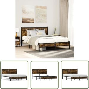 vidaXL Metallbett ohne Matratze Räuchereiche 140x190 cm