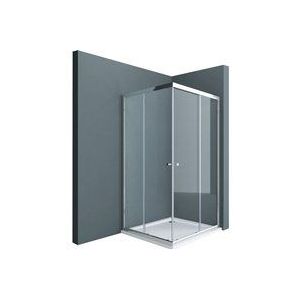 Doporro 90x70cm Eckeinstieg Duschkabine Schiebetür Duschabtrennung Inklusive Duschwanne Klarglas Eckdusche 6mm esg Glas Höhe 190cm Rav16K - Klarglas