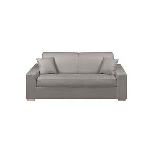 Vente-unique - Schlafsofa 3-Sitzer - Liegefläche: 140 cm - Matratzenhöhe: 18 cm - Kunstleder - Grau - emir