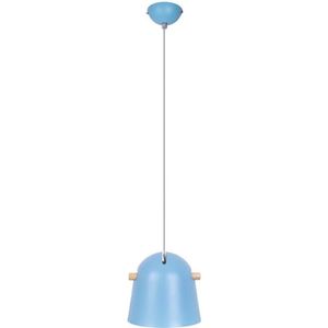 Hängelampe Pendelleuchte Esszimmerleuchte holzoptik Metall blau E27 Retro Küche