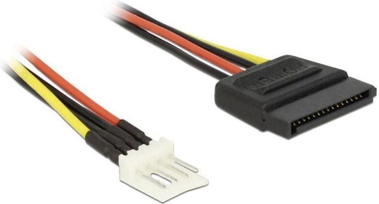 Strom Anschlusskabel [1x SATA-Strom-Stecker 15pol. - 1x Floppy Stecker 4pol.] 0.15 m Schwarz, - Delock