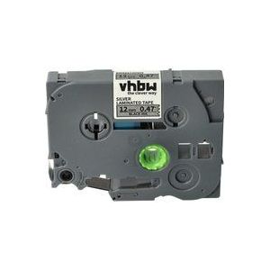 Vhbw - Schriftband-Kassette kompatibel mit Brother gl H105, 100, 200, H100 Etiketten-Drucker 12mm Schwarz auf Silber