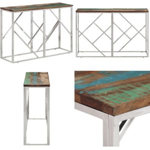 Vidaxl - Konsolentisch Silbern Edelstahl und Altholz Massiv - Konsolentisch - Wohnzimmermöbel - Esszimmermöbel - Sideboard - Flurtisch - Home & Living