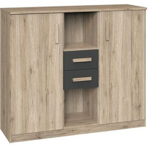 Highboard Kommode in Eiche mit graphit CANTON-43