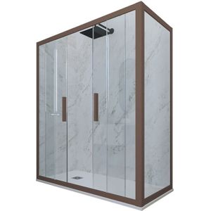 Eck-Duschkabine in pvc 70x140 Klarglas Chocolate Glam Duo