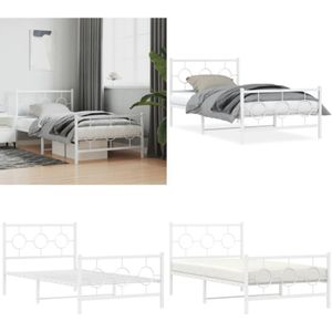 Vidaxl - Bettgestell mit Kopf- und Fußteil Metall Weiß 100x200 cm - Metallbett - Doppelbett - Boxspringbetten - Bettgestell - Weißes Bett - Home &