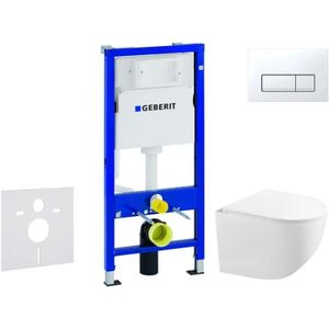 Duofix - Set Vorwandelement, Kompakt-WC Gaia mit Softclose-Sitz und Delta50-Betätigungsplatte, Alpinweiß SANI11CA3151 - Geberit