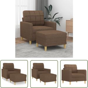 The Living Store - Sessel mit Hocker Braun 60 cm Stoff - Wohnzimmerstuhl - Beistelltisch - Couch Set - Lounge Chair - Brauner Sessel