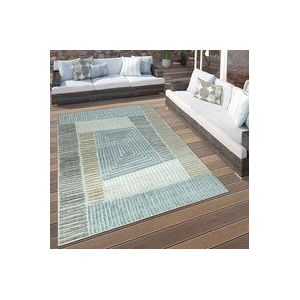 Paco Home In- & Outdoor Terrassen Teppich Geometrisches Design Pastell Braun Beige Grau 160 cm Rund