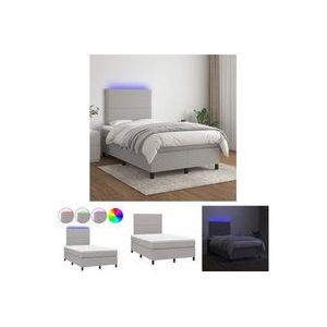 Jinlefu - The Living Store Boxspringbett mit Matratze & led Hellgrau 120x200 cm Stoff - Boxspringbett - Betten - Schlafräume - Doppelbett - Einzelbett
